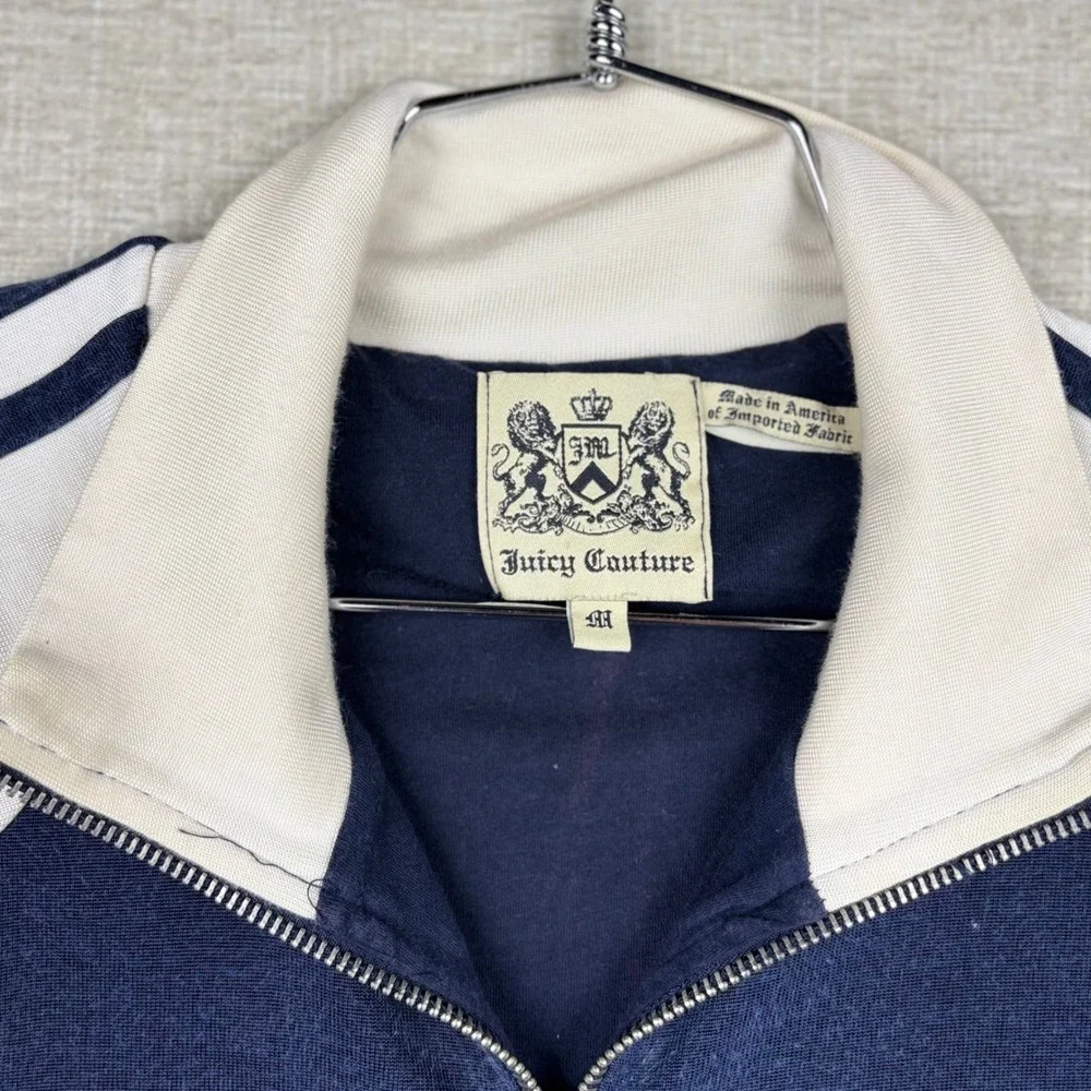 Juicy Couture Acid Kings of Culture Track Jacket Navy Blue Cream Mens Medium